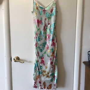 H&M white slip dress, flower print